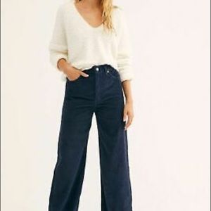 Levi’s Ribcage Blue Corduroy Pants flare wide high waist